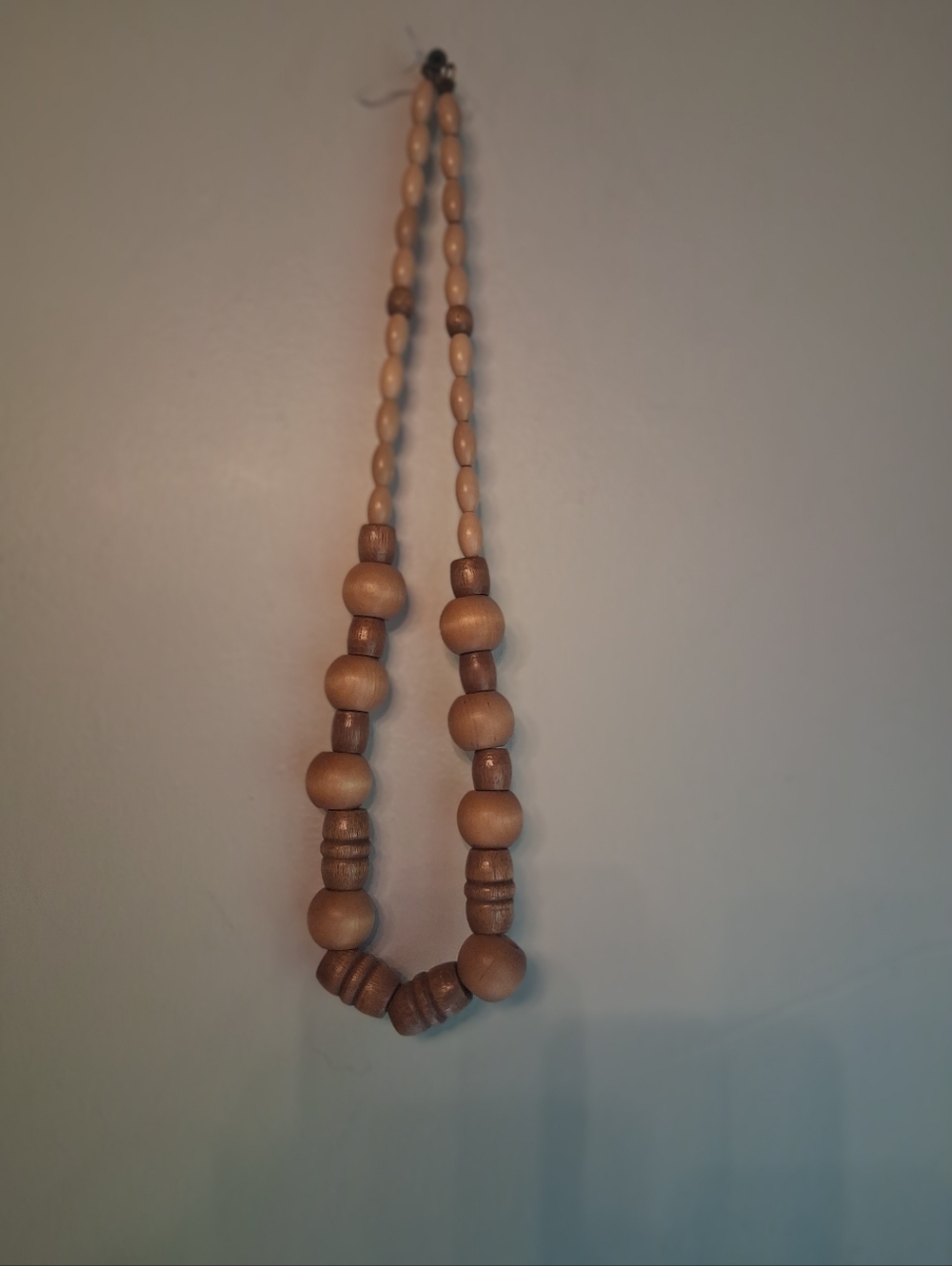 Handmade Wooden Bead Necklace in Light and Medium Brown